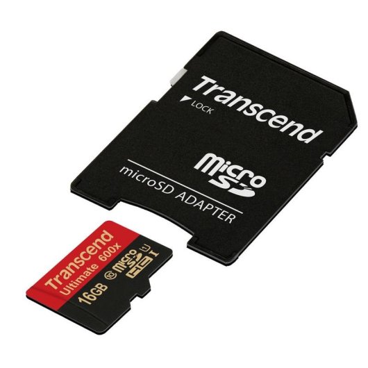 Tarjeta microSD Transcend Ultimate 16GB Class 10 UHS-I 90MB/s Negro Rojo
