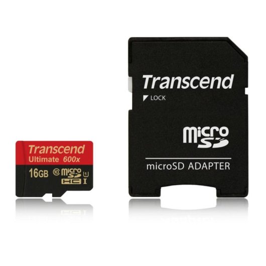Tarjeta microSD Transcend Ultimate 16GB Class 10 UHS-I 90MB/s Negro Rojo