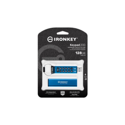 USB-Stick Kingston IronKey Keypad 200 128GB FIPS 140-3 AES-256