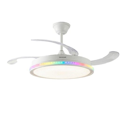 Ventilatore da soffitto InnovaGoods LED RGB 4 pale retrattili 6 velocità