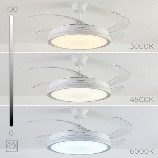 Ventilatore da soffitto InnovaGoods LED RGB 4 pale retrattili 6 velocità