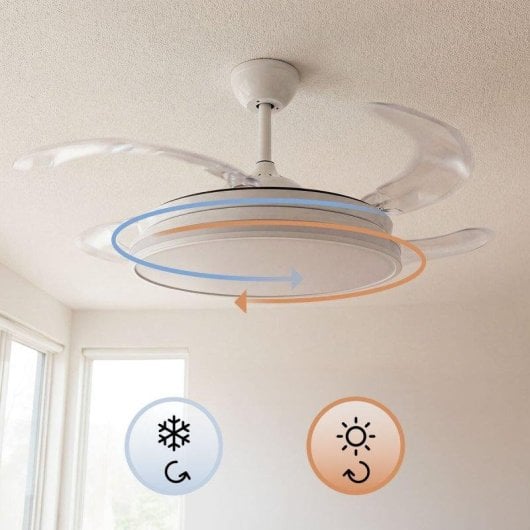 Ventilatore da soffitto InnovaGoods LED RGB 4 pale retrattili 6 velocità