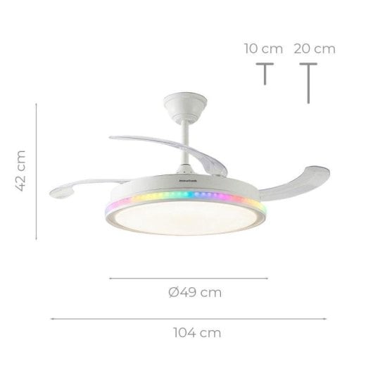 Ventilatore da soffitto InnovaGoods LED RGB 4 pale retrattili 6 velocità