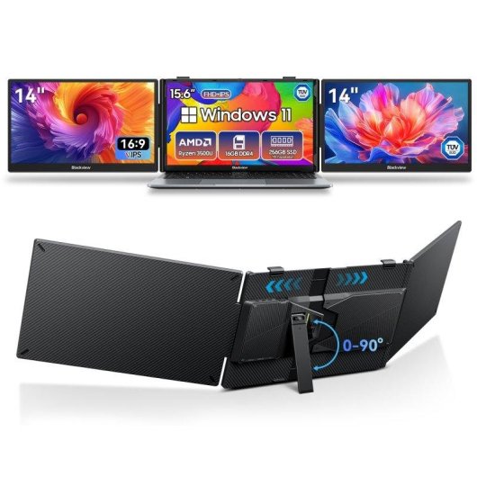 Monitor Blackview DCM5 14" FullHD IPS Portátil 60Hz USB-C Altavoz Integrado Carga Inversa Soporte ajustable