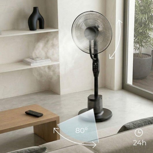 Ventilador de pie nebulizador InnovaGoods Sprair 3 intensidades mando a distancia