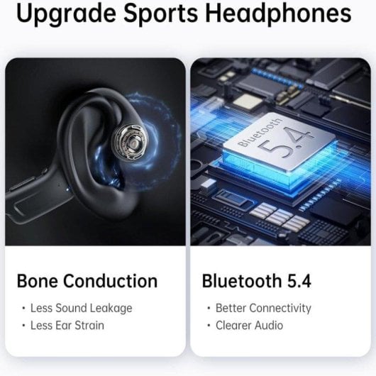 Auriculares Kinglucky X7 sem fios Bluetooth 5.4 condução óssea desportivos IPX5 pretos