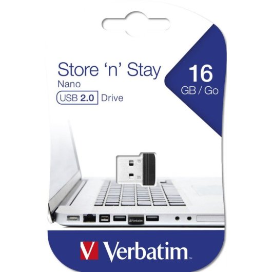 USB-Stick Verbatim Store 'n' Stay NANO 16GB Schwarz USB 2.0 Kompakt