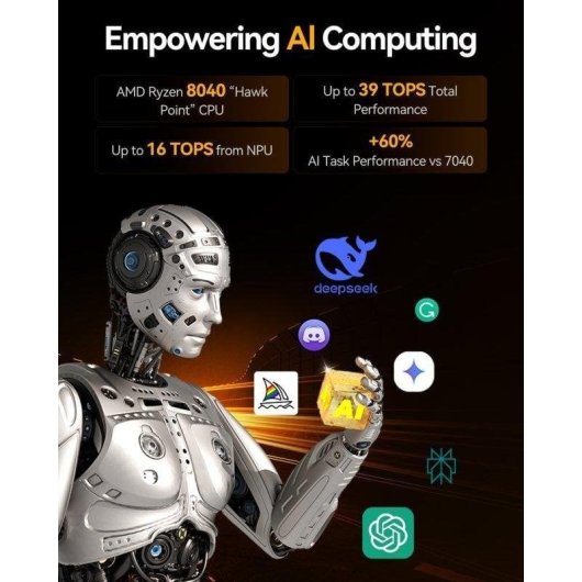 Mini PC GEEKOM A8 AMD Ryzen 9 8945HS 32GB 1TB SSD Radeon 780M Windows 11 Pro USB4 Wi-Fi 6E