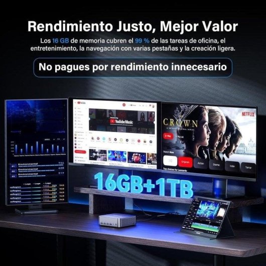 Mini PC GEEKOM GT13 Max Intel Core Ultra 9 185H 16GB 1TB SSD Intel Arc Wi-Fi 7 Dual LAN IA