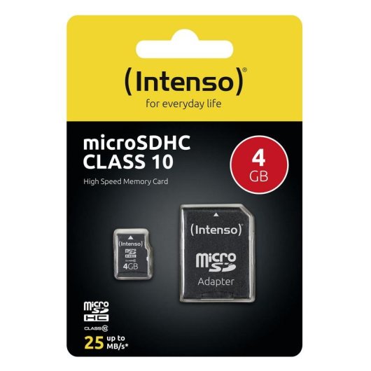 Scheda MicroSDHC Intenso 4GB Classe 10 Resistente Veloce Adattatore SD