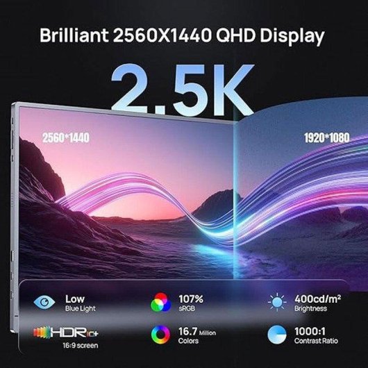Monitor Arzopa Z3FC 16,1" QHD 180Hz IPS Portátil USB-C Mini HDMI Soporte Integrado