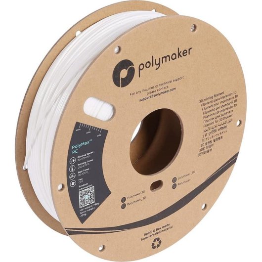 Filamento Policarbonato Polymaker PC02006 Blanco 1,75 mm 3 kg Alta Resistencia