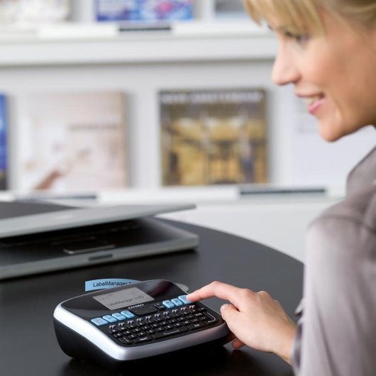 Etikettendrucker Thermotransfer Dymo LabelManager 210D QWERTZ schwarz grau LCD