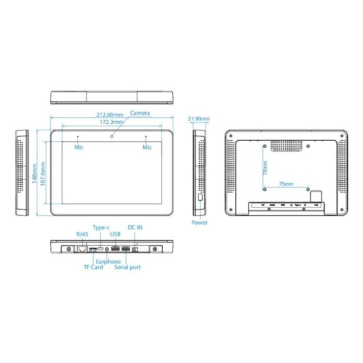 Ecrã Interativo Loop24 LM-8058 8 polegadas Tátil Wi-Fi 6 Ethernet