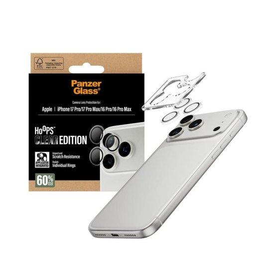 Linsenschutz PanzerGlass Hoops iPhone 17 Pro 16 Pro transparent