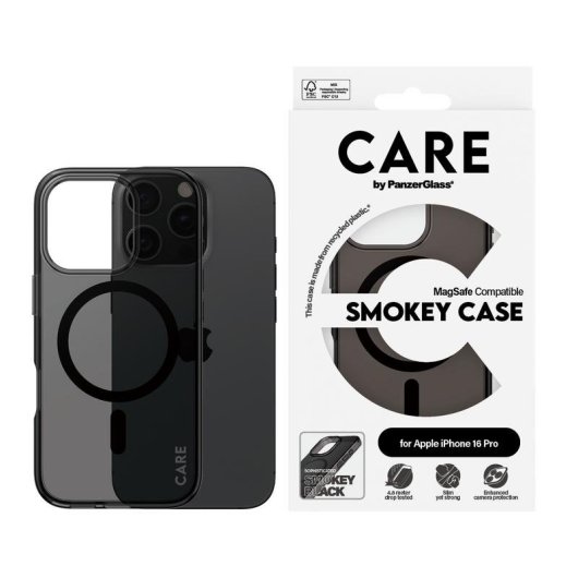 Funda pour mobile PanzerGlass CARE Urban Combat Cover TPU Noir Antichoc pour iPhone 16 Pro