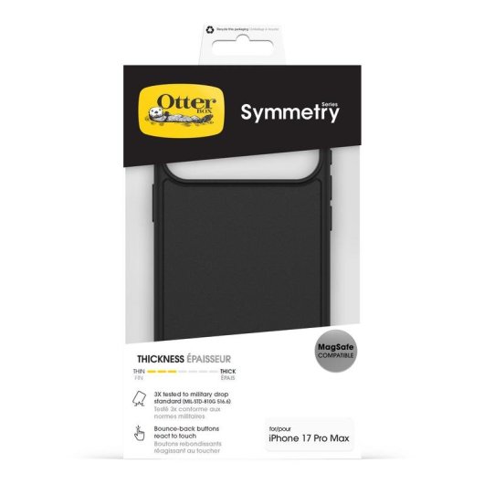 Funda pour mobile OtterBox Symmetry MagSafe Coque Polycarbonate Noire pour iPhone 17 Pro Max