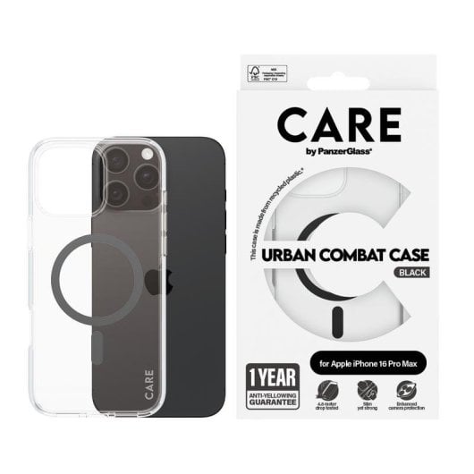 Funda per smartphone PanzerGlass Urban Combat TPU Nera Antiurto MagSafe per iPhone 16 Pro Max