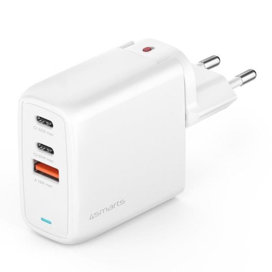 Caricatore 4Smarts GaN Flex 65W 2 USB-C Power Delivery Bianco