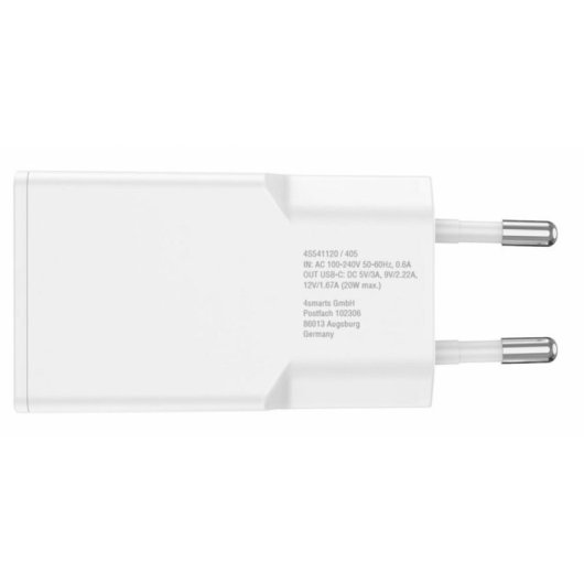 Caricatore 4Smarts PDPlug Slim 20W GaN USB-C Ricarica Rapida Bianco