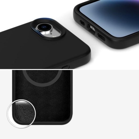 Funda per smartphone 4smarts 541362 Cover Silicone Nera MagSafe per iPhone SE 4.Gen.