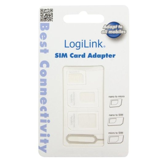 Adaptador SIM LogiLink AA0047 Micro-SIM Nano-SIM 3 peças Branco