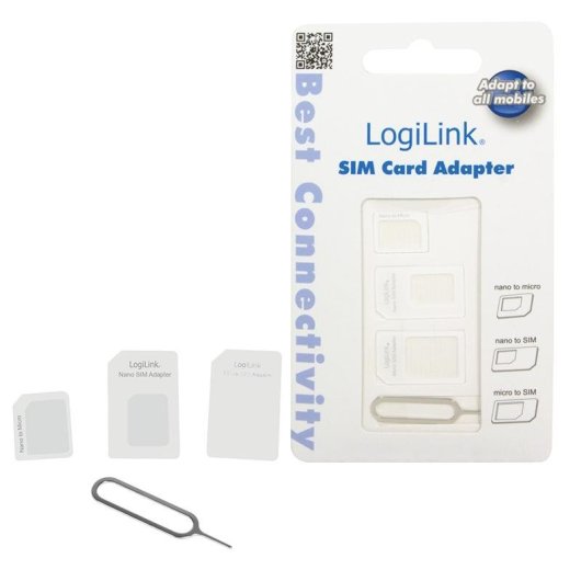 Adaptador SIM LogiLink AA0047 Micro-SIM Nano-SIM 3 peças Branco