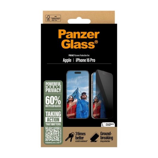 Displayschutz PanzerGlass iPhone 16 Pro Privacy Ultra Wide Fit