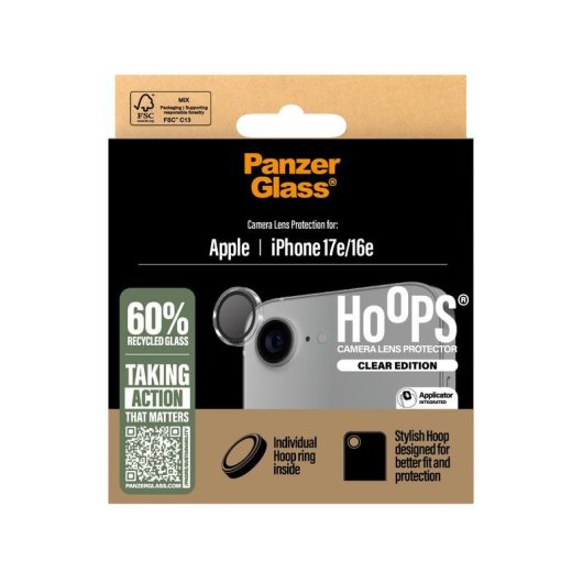 Kameraschutz PanzerGlass Hoops iPhone 16e 17e Transparent