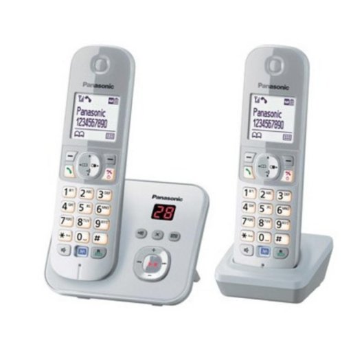 Teléfono DECT Panasonic KX-TG6822 con Altavoz e Identificador de llamadas Plata