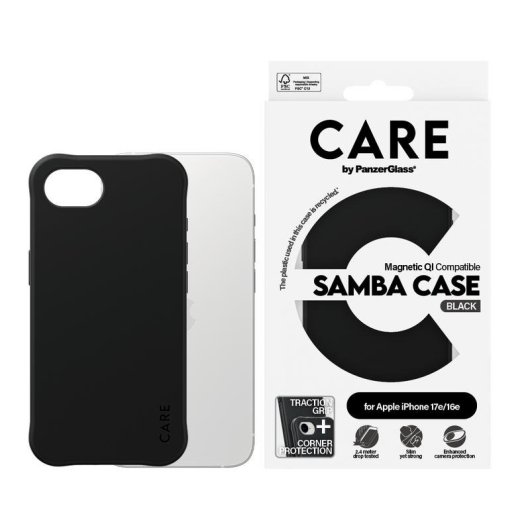Funda para telemóvel PanzerGlass CARE Samba Cover TPU Preto Antichoque para iPhone 16e 17e