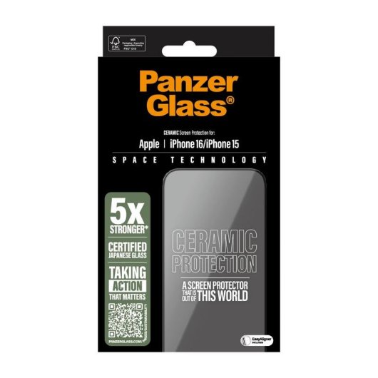 Protecteur d ecran PanzerGlass iPhone 16 15 Ultra-Large EasyAligner