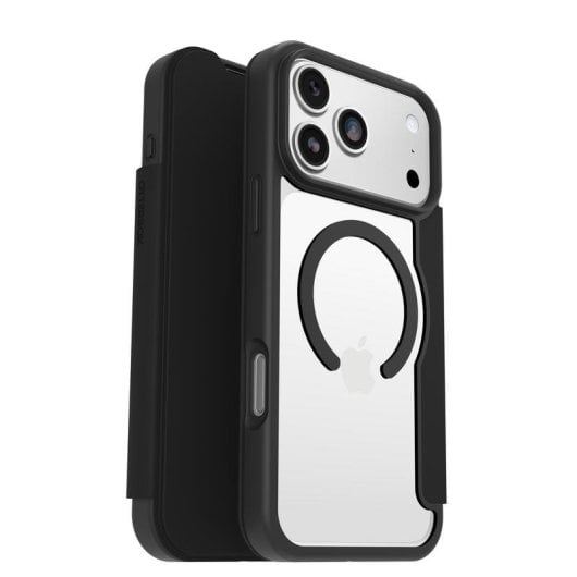 Funda pour mobile OtterBox React Folio MagSafe Ultra-mince Noire Transparente pour iPhone 17 Pro Max