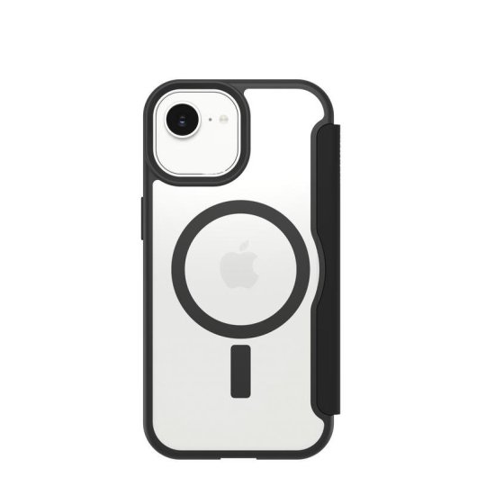 Funda pour mobile OtterBox React Folio transparente noire MagSafe pour iPhone 17e 16e 15 14 13