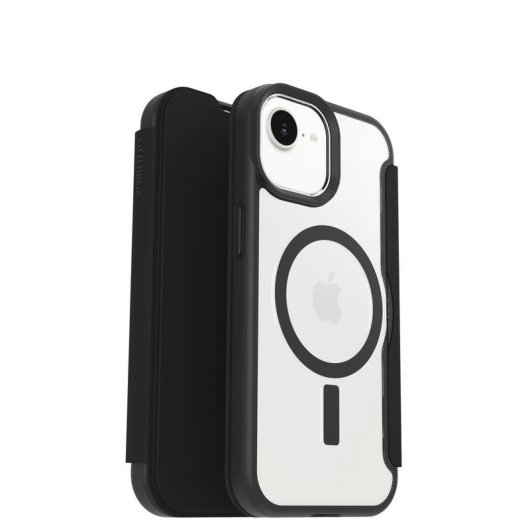 Funda pour mobile OtterBox React Folio transparente noire MagSafe pour iPhone 17e 16e 15 14 13