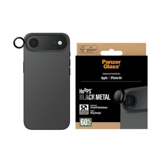 Protetor de lente PanzerGlass Hoops iPhone Air vidro temperado preto