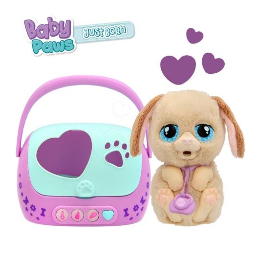 Cão de pelúcia interativo IMC Toys Baby Paws Just Born Puppy sonoro