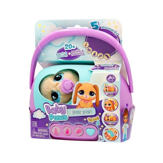 Cão de pelúcia interativo IMC Toys Baby Paws Just Born Puppy sonoro