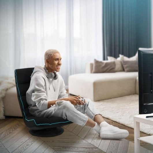 Silla de suelo gaming ML Design Giratorio 360° Ajustable Negro-turquesa