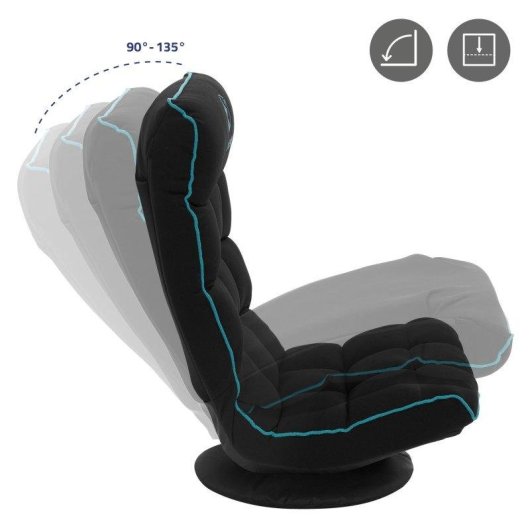 Silla de suelo gaming ML Design Giratorio 360° Ajustable Negro-turquesa