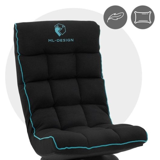 Silla de suelo gaming ML Design Giratorio 360° Ajustable Negro-turquesa