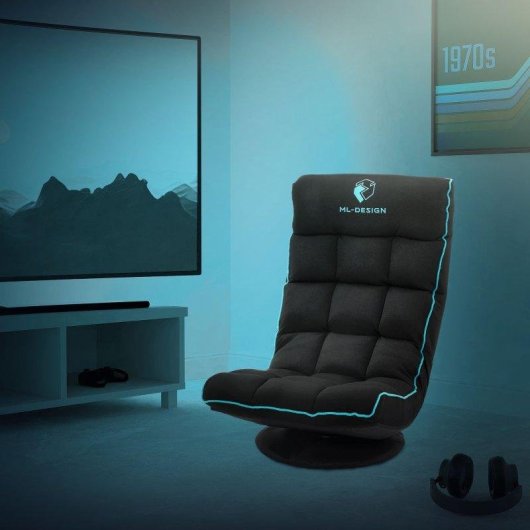 Silla de suelo gaming ML Design Giratorio 360° Ajustable Negro-turquesa