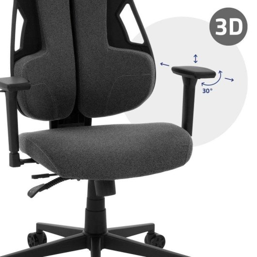 Silla Gaming Ergonómica ML Design Gris con Reposacabezas y Reposabrazos 3D Ajustable