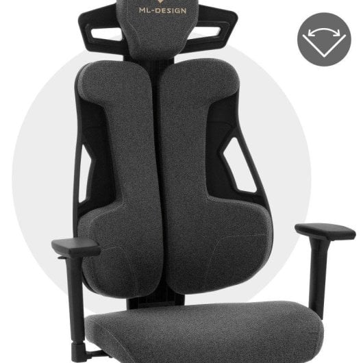 Silla Gaming Ergonómica ML Design Gris con Reposacabezas y Reposabrazos 3D Ajustable