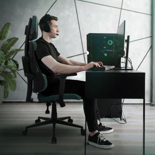 Silla Gaming Ergonómica ML Design Verde con Reposacabezas y Reposabrazos