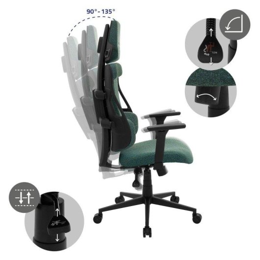 Silla Gaming Ergonómica ML Design Verde con Reposacabezas y Reposabrazos