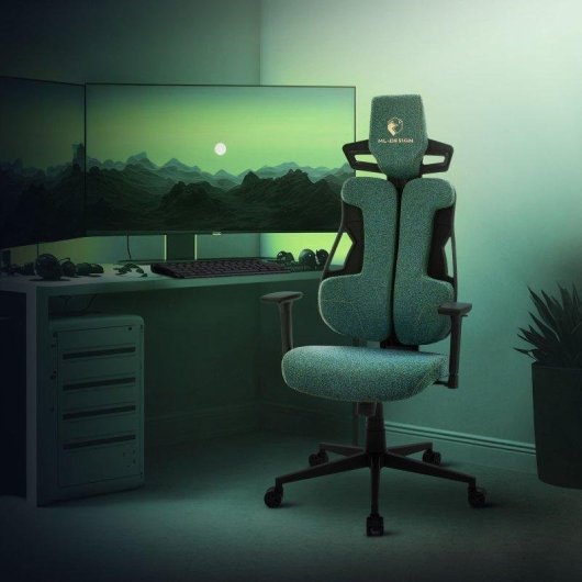 Silla Gaming Ergonómica ML Design Verde con Reposacabezas y Reposabrazos