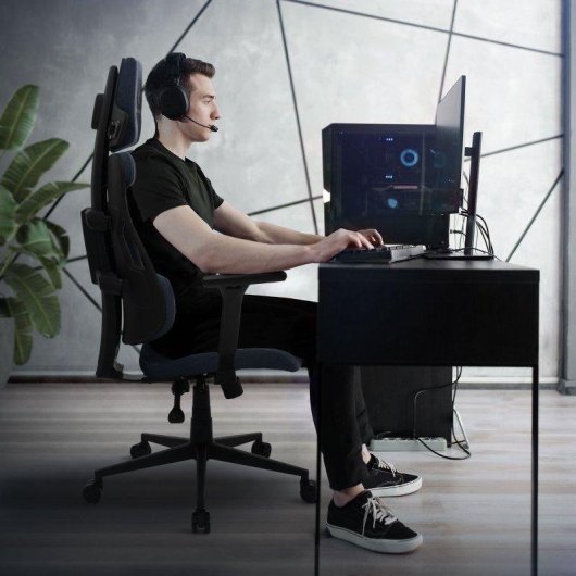 Silla Gaming ML Design Ergonómica Azul con Reposacabezas y Reposabrazos
