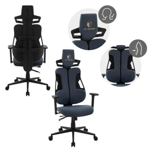 Silla Gaming ML Design Ergonómica Azul con Reposacabezas y Reposabrazos