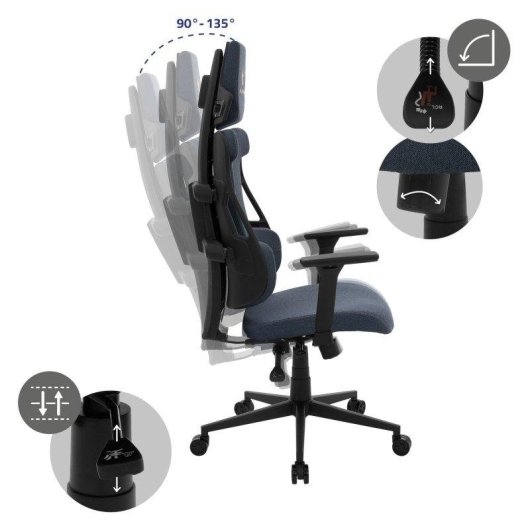 Silla Gaming ML Design Ergonómica Azul con Reposacabezas y Reposabrazos